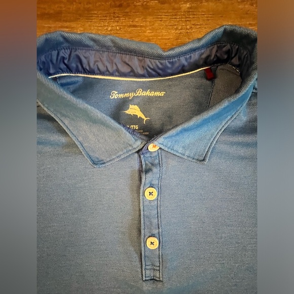 Tommy Bahama Mens Pullover Short Sleeve Blue Modal Polyester Polo Shirt 2XL‎ D38 - Picture 3 of 7